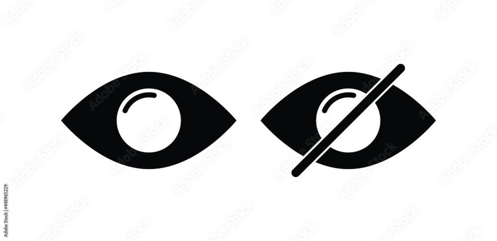 Visibility and invisibility eye icons vector. Show and hide eye icons ...