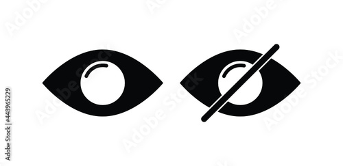 Visibility and invisibility eye icons vector. Show and hide eye icons