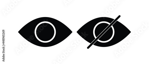Visibility and invisibility eye icons vector. Show and hide eye icons