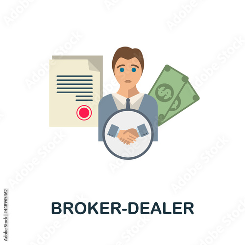 Broker-Dealer flat icon. Simple sign from crowdfunding collection. Creative Broker-Dealer icon illustration for web design, infographics and more