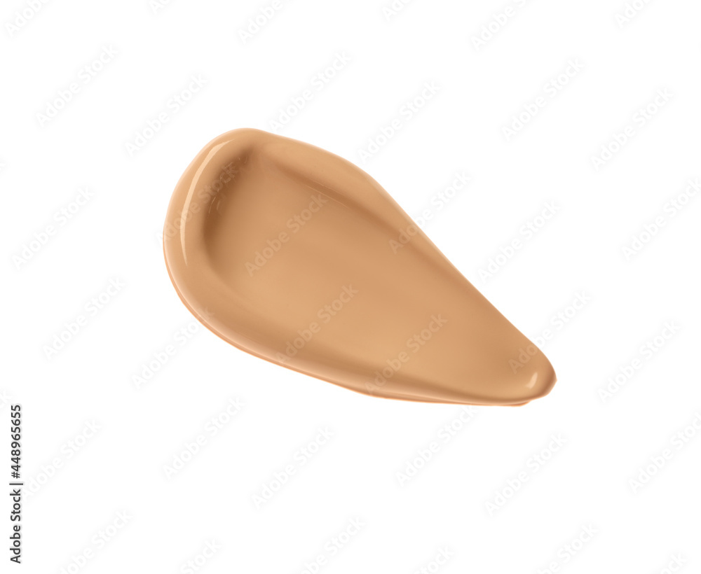 Smear of liquid skin foundation isolated on white, top view