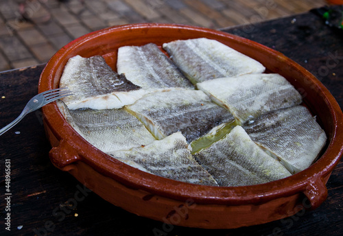 Elaboración de bacalao a la bizkaina para el concurso gastronómico de la Aste Nagusia (Semana Grande). Bilbao 2012 photo