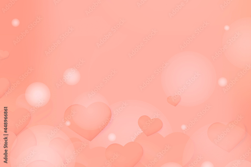Abstract orange hearts background copy space