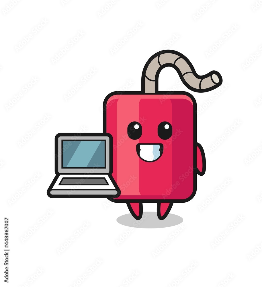 Mascot Illustration of dynamite with a laptop Mascot Illustration of dynamite with a laptop