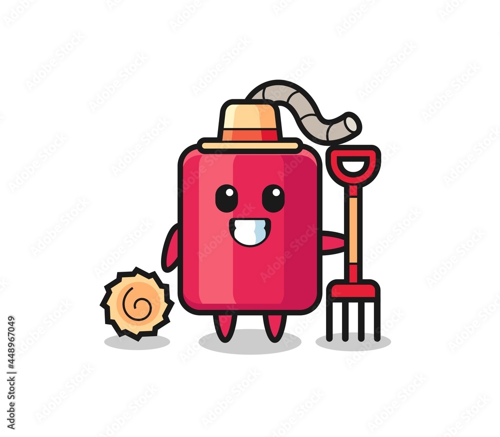 Mascot character of dynamite as a farmer Mascot character of dynamite as a farmer