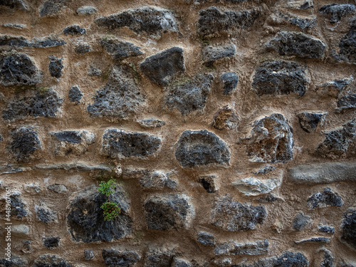 stone wall texture with cement in the joints