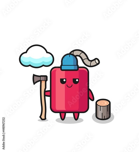 Character cartoon of dynamite as a woodcutter