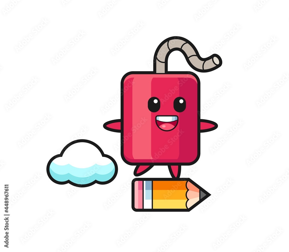 dynamite mascot illustration riding on a giant pencil dynamite mascot illustration riding on a giant pencil