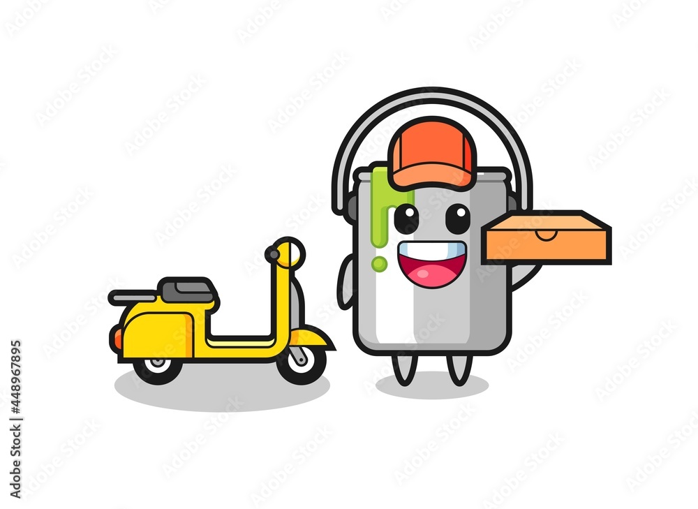 Fototapeta premium Character Illustration of paint tin as a pizza deliveryman