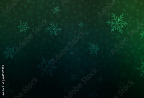 Dark Green vector background in Xmas style.