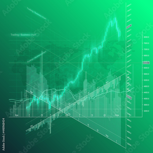 Financial business abstract digital background candle stick graph chart. Stock market investment isometry concept. Finance investment stock market exchange graph digital infographic chart illustration
