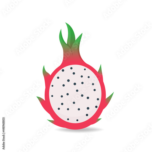 Illustration vector graphic of Half pitaya flat icon design. Dragon fruit draw isolated on white background.