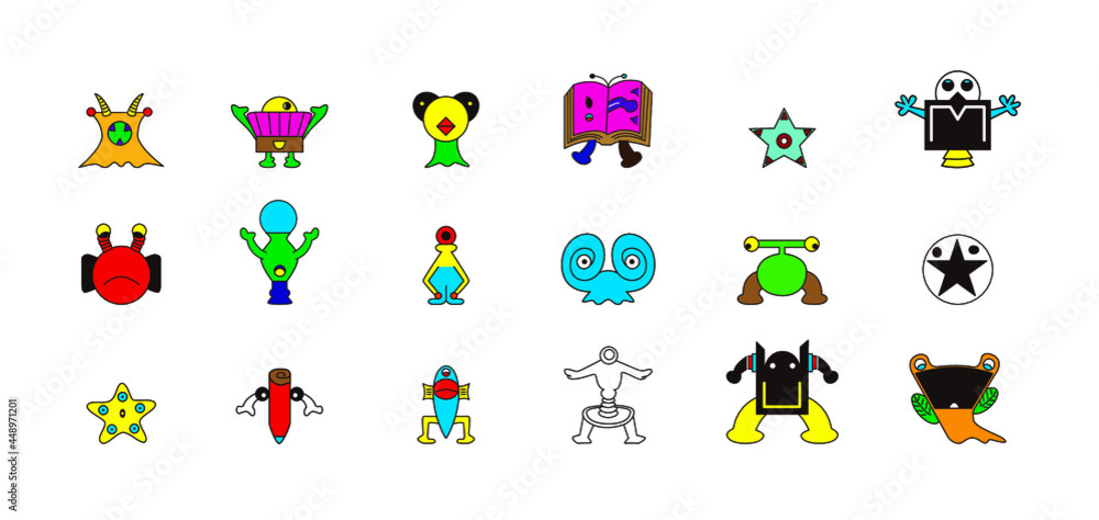 Obraz premium モンスター ベクター イラスト カラー 18体