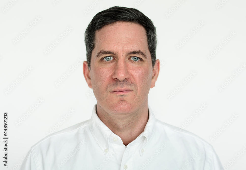 Worldface-American man in a white background Worldface-American man in a white background