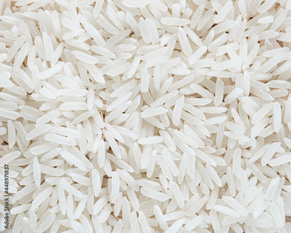 Closeup of white rice textured
