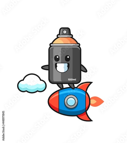 spray paint mascot character riding a rocket