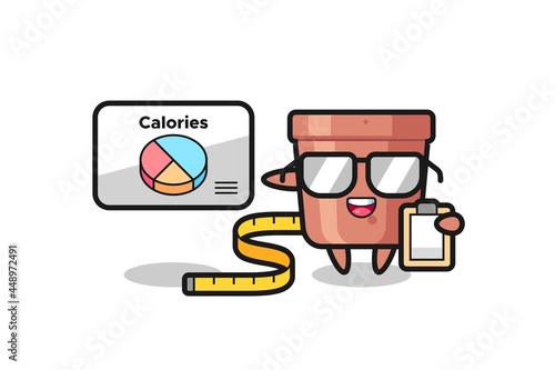 Illustration of flowerpot mascot as a dietitian