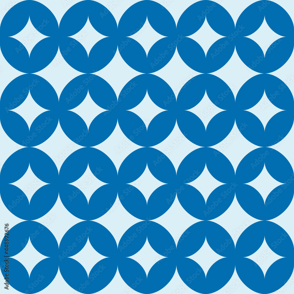 Fototapeta premium White four rays stars wallpaper. Blue background. Vector.