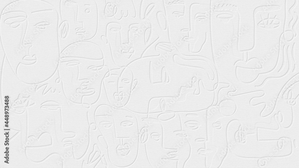 Abstract face line drawing on a white background design resource