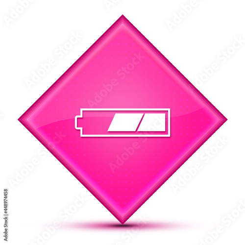 2 third charged battery icon isolated on special pink diamond button illustration