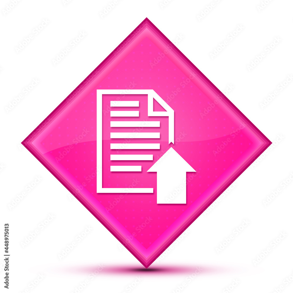 Upload document icon isolated on special blue diamond button illustration Upload document icon isolated on special blue diamond button illustration