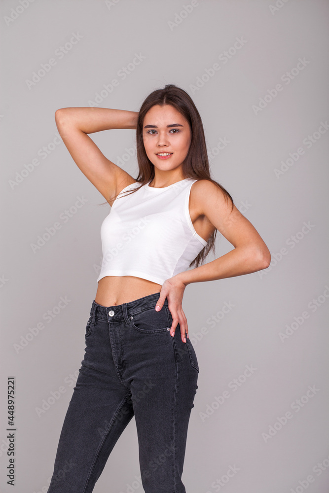 Close up portrait of a young beautiful happy brunette girl Close up portrait of a young beautiful happy brunette girl