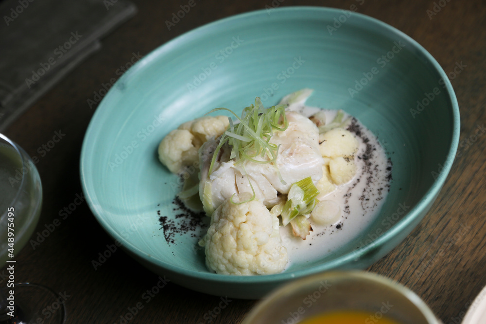 Cod fillet with cauliflower and cream Cod fillet with cauliflower and cream