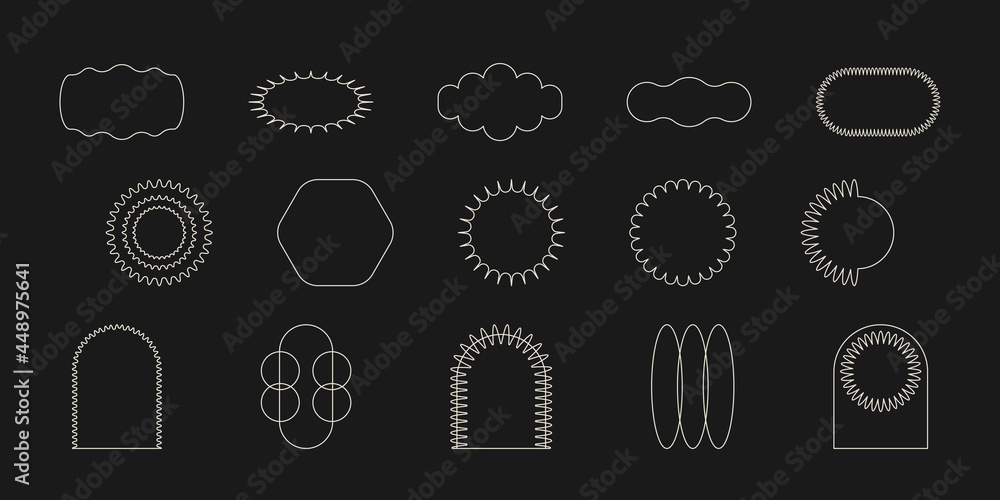 Set of various linear geometric shapes. Modern vector illustration. Design Elements, Organic Shapes, Abstract Backgrounds. All elements are isolated