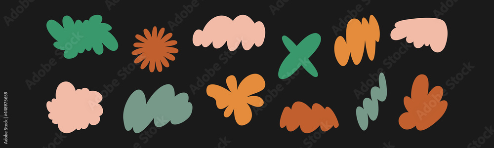 Set of abstract hand-drawn shapes. Modern vector illustration. Design Elements, Organic Shapes, Abstract Backgrounds. All elements are isolated Set of abstract hand-drawn shapes. Modern vector illustration. Design Elements, Organic Shapes, Abstract Backgrounds. All elements are isolated