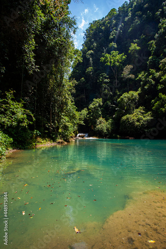 Beautiful view of water spring  lake in Bantimurung National Park  a natural tourist destination in Maros  South Sulawesi  Indonesia