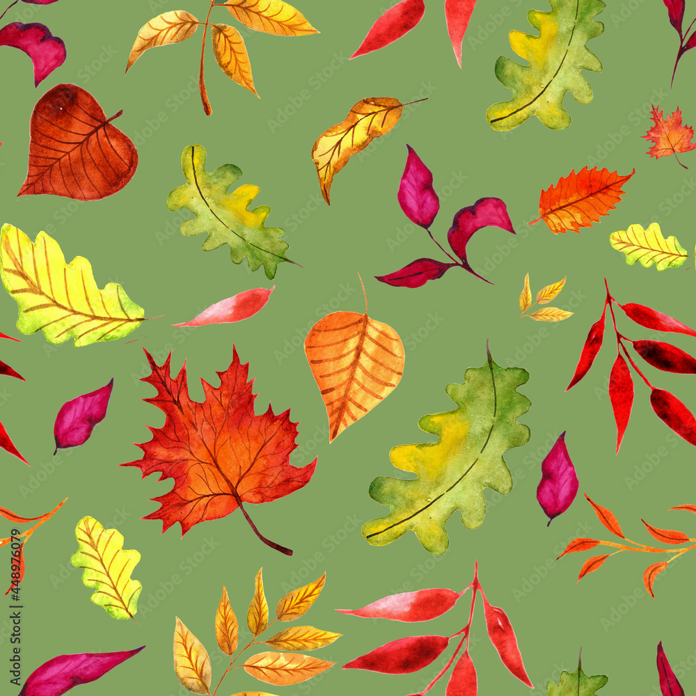 Seamless  pattern of autumn leaves