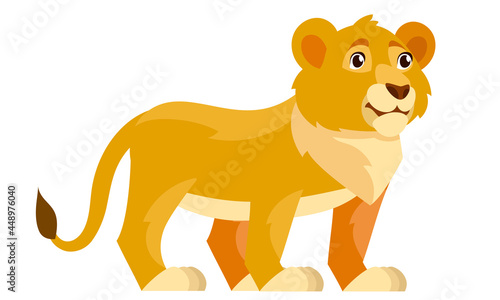 Lion cub three quarter view. African animal in cartoon style.