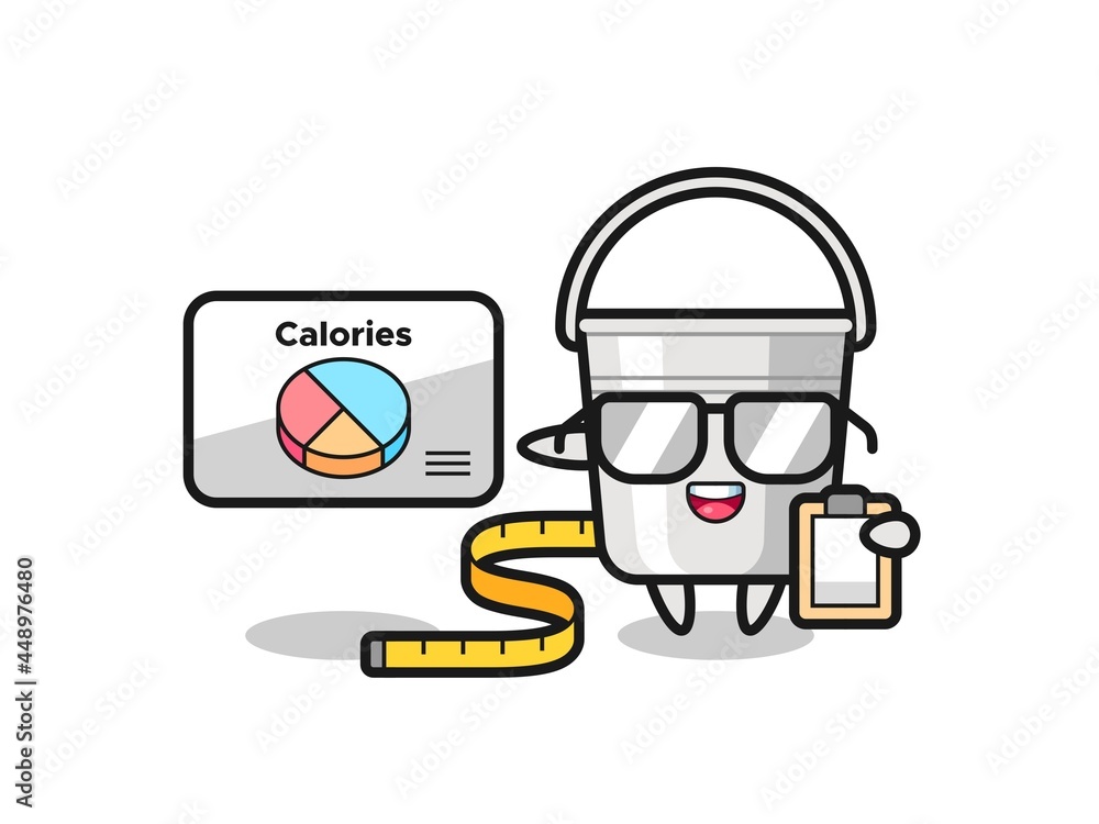 Illustration of metal bucket mascot as a dietitian