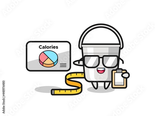 Illustration of metal bucket mascot as a dietitian