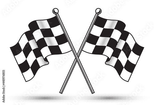 Vector checkered flags - reached the goal. Gradient free photo