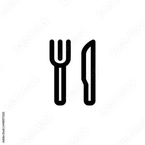 Fork and Knife Eat Sign Food Vegetable Snack Yummy Monoline Symbol Icon Logo for Graphic Design UI UX and Website