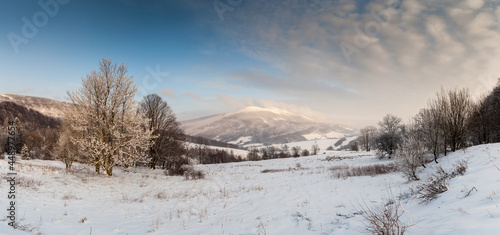 Fototapeta Naklejka Na Ścianę i Meble -  A view of the Bieszczady peaks from the Wyżna Pass, the Bieszczady Mountains