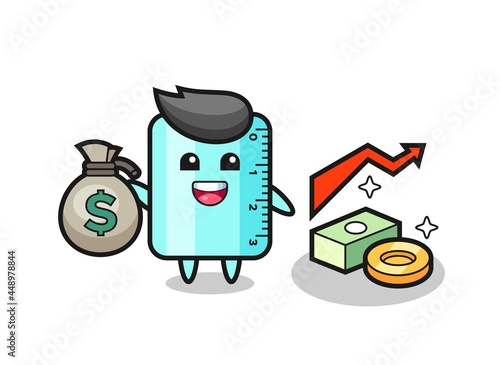 ruller illustration cartoon holding money sack