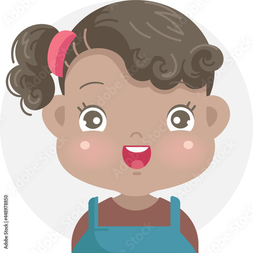 happiness little girl face positive emotions of african kid. child expressing happy, cheerful and relaxed