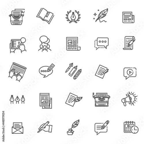 Vector Illustration Set Of simple Blogging and Copywriting icons
