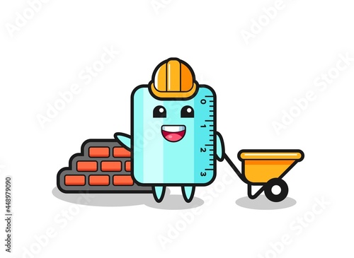 Cartoon character of ruller as a builder