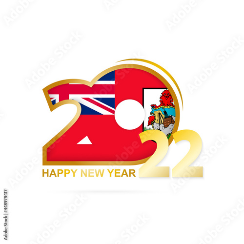 Year 2022 with Bermuda Flag pattern. Happy New Year Design.