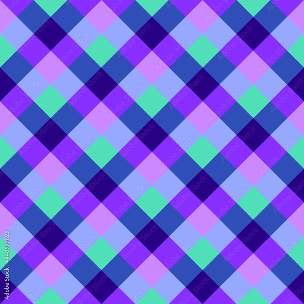 Madras seamless print, diagonal plaid pattern, bright fabric checkered print, colorful tartan wallpaper