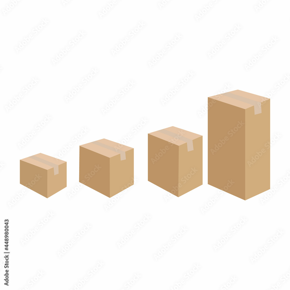 Set of cardboard boxes of different sizes. Vector illustration Set of cardboard boxes of different sizes. Vector illustration