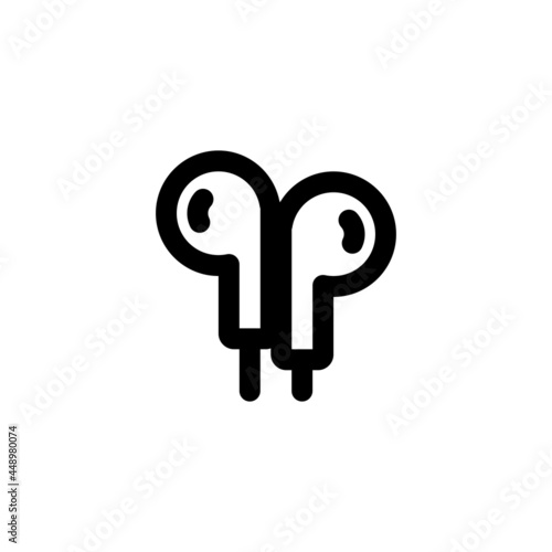 Earphone Earbud Headset Headphone Technology Gadget Vector Logo Thick Bold Monoline Icon Symbol for Graphic Design UI UX or Website