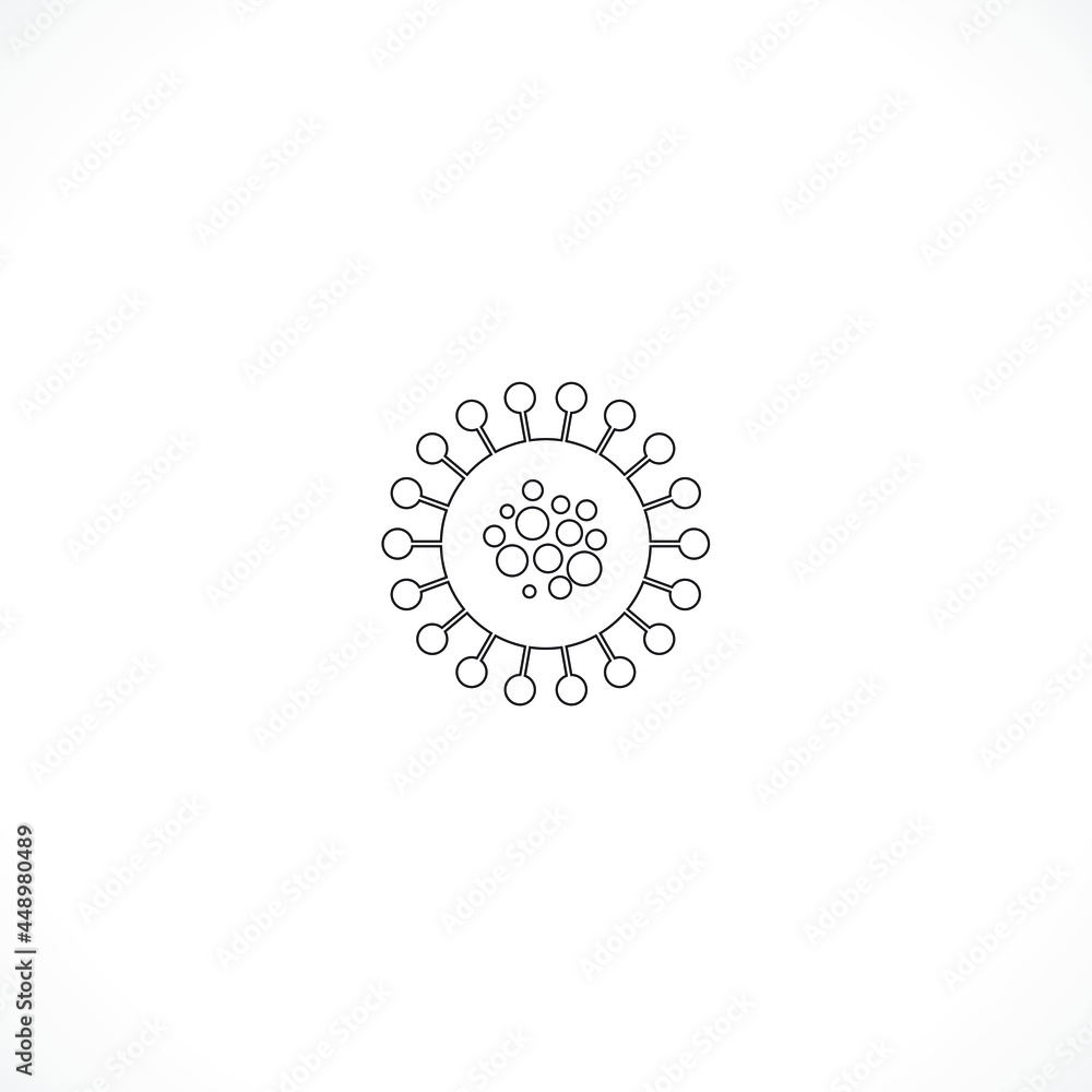 Virus icon illustration vector sign symbol, covid-19 virus or corona. Virus concept. Bacteria and germs, microorganism disease causing, cell cancer, microbe, virus, fungi.