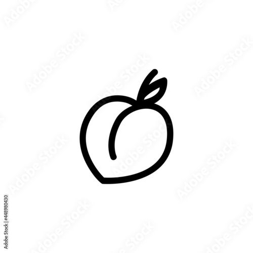 Peach Fruit Plant Flower Monoline Icon Symbol Logo for Graphic Design and Web