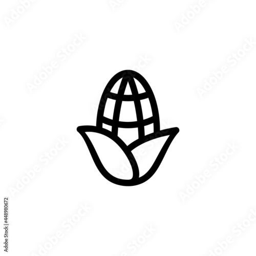Corn Fruit Plant Flower Monoline Icon Symbol Logo for Graphic Design and Web