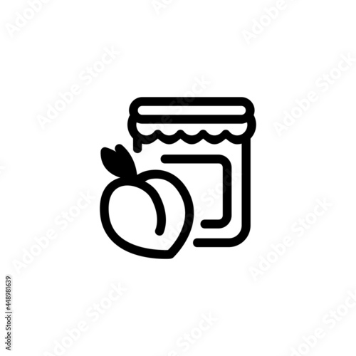 Peach Jam Fruit Plant Flower Monoline Icon Symbol Logo for Graphic Design and Web