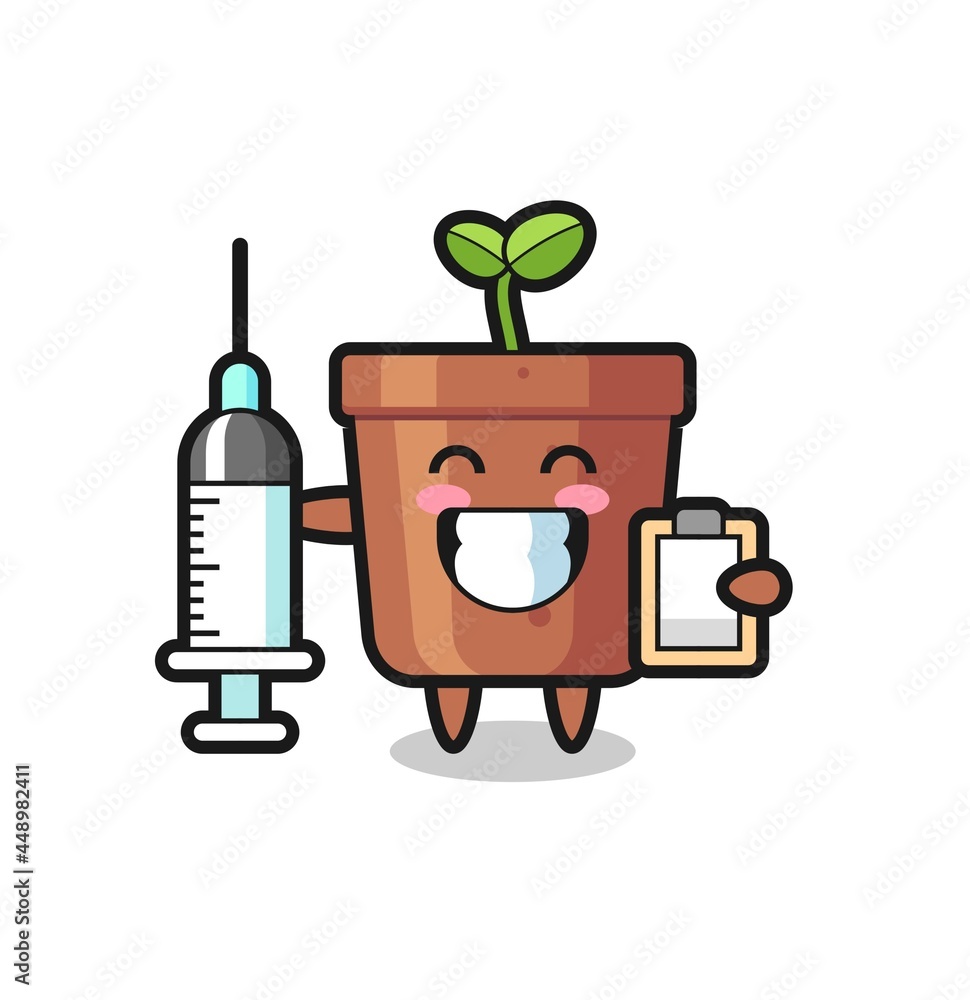 Mascot Illustration of plant pot as a doctor Mascot Illustration of plant pot as a doctor